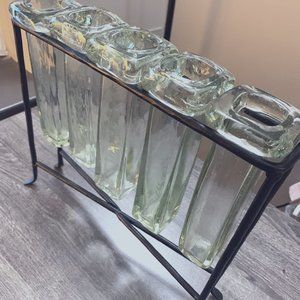 Iron/Metal Vase Centerpiece with Multi Glass Tall Vases, Rustic, Farmhouse